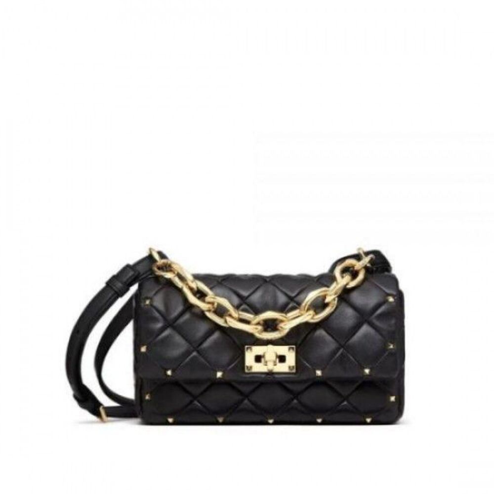 Patchwork Rockstud Spike Shoulder Bag